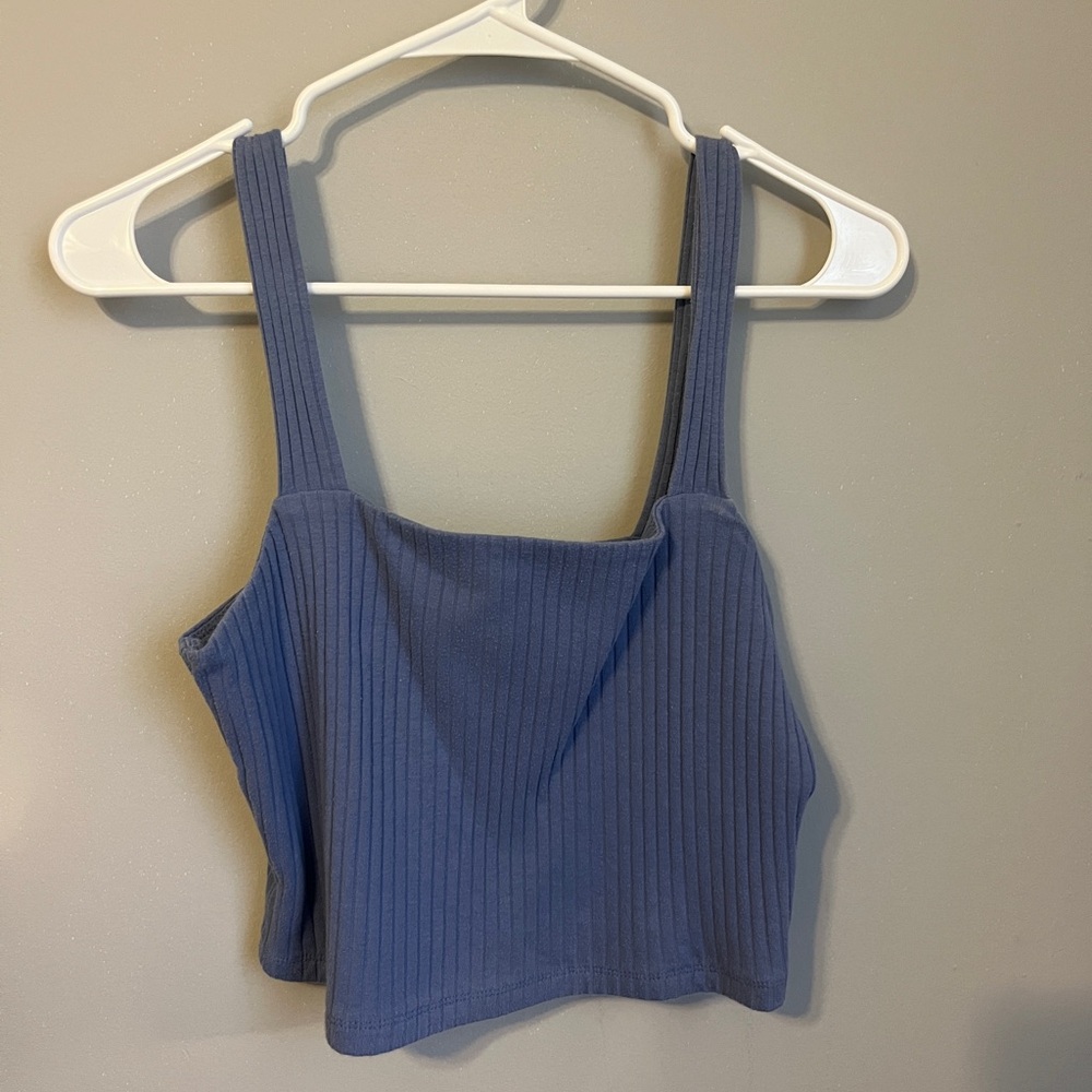Blue Ribbed Women's Top